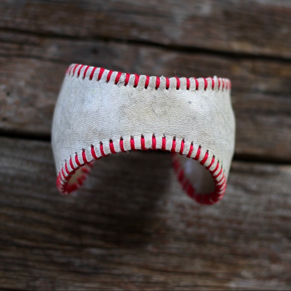 Authentic Leather Baseball Cuff Bracelet